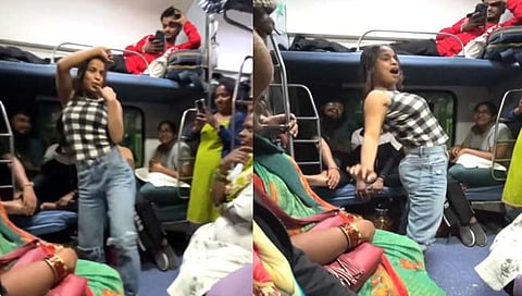 तरूणीचा चालत्या रेल्वेत 'सामी सामी डान्स