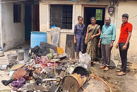 शिरूर : अचानक लागलेल्या आगीत घर भस्मसात