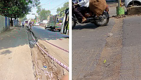 पंचवटी : स्मार्ट सिटीकडून केबल, सिग्नल व पाइपलाइनसाठी ठिकठिकाणी खोदण्यात आलेले रस्ते व्यवस्थित न बुजवल्याने त्यांची झालेली दुरवस्था.(छाया : गणेश बोडके)