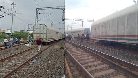 सोलापूर : पाकणी रेल्वे स्टेशन जवळ मालगाडीचे डबे रुळावरून घसरले