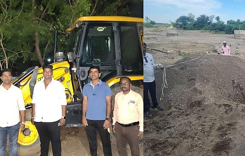 संगमनेर: खांडगावमध्ये महसूल पथकाने जप्त केला वाळू साठा, जेसीबीसह वीस लाखाचा केला मुद्देमाल जप्त