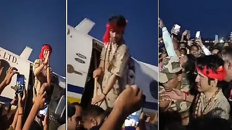 पाटणा विमानतळावर धीरेंद्र शास्त्री यांच्या चार्टर्ड विमानाला त्यांच्याच समर्थकांनी घेराव घातला.