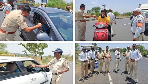 चंद्रपूर : ‘सरबत घ्या, पण वाहने सावकाश चालवा’; भद्रावती पोलिसांची गांधीगिरी