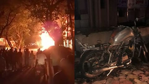 इचलकरंजी : गॅस पाईपलाईन योजनेच्या व्हॉल्वला लागली मोठी आग; दुचाकी जळून खाक