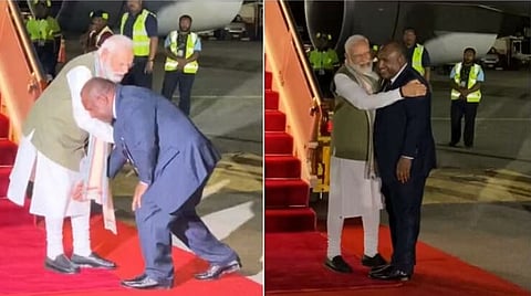 पंतप्रधान मोदींचे पापुआ न्यू निगीमध्ये भव्य स्वागत, पंतप्रधान मारापेंनी घेतले आशीर्वाद