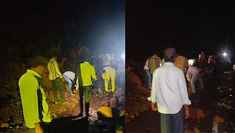 सातारा : आंबेनळी घाटात दरड कोसळल्याने वाहतूक ठप्प