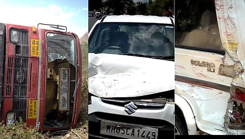 दिंडोरी-नाशिक रस्त्यावर तिहेरी अपघात; सुदैवाने जीवीत हानी नाही