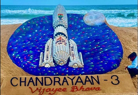 Sudarsan Pattnaik sand art Chandrayaan 3