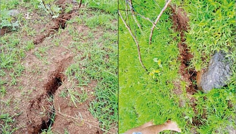 कोल्हापूर : नावली पैकी धारवाडीत डोंगराला भेगा