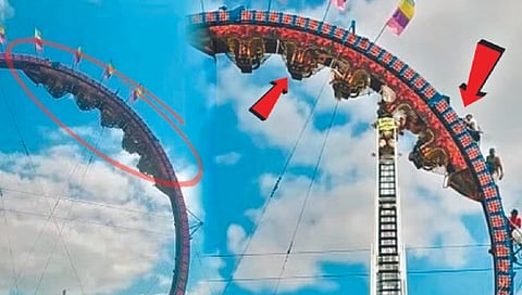 रोलर कोस्टर अडकल्याने पंधराजणांचे ‘शीर्षासन’!