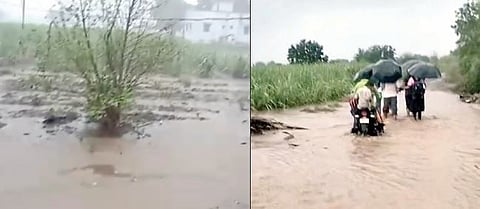 नगरमधील धोत्रे परिसरात ढगफुटी ; दुबार पेरणीचे संकट