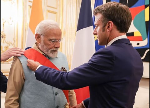 पंतप्रधान नरेंद्र मोदी - फ्रान्सचे राष्ट्राध्यक्ष इम्यॅन्यूअल मॅक्रोन