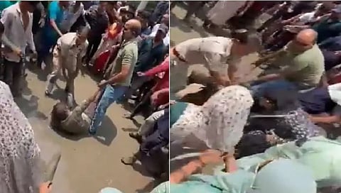 महिला पाेलिसाने जमावाच्या तावडीतून भाजप समर्थक मुस्लीम महिलेची सुटका केली.