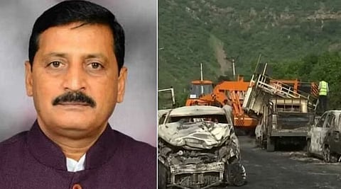 झिरका मतदारसंघातील काँग्रेस आमदार मम्मन खान. दुसर्या छायाचित्रात हिंसाचारात पेटवलेल्या कार. (संग्रहित छायाचित्र )