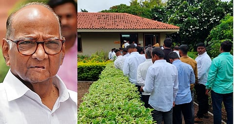 Sharad Pawar : ‘राष्ट्रवादी’च्या फुटीनंतर प्रथमच शरद पवार बारामतीत; गोविंदबागेत कार्यकर्त्यांची रिघ