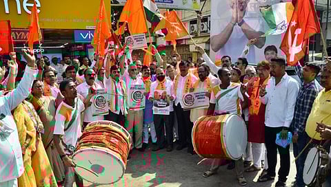 नाशिकमध्ये इंडिया आघाडीचा जल्लोष(छाया : हेमंत घोरपडे)