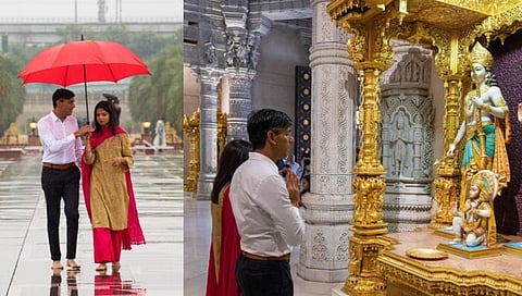 Rishi Sunak with Akshata Murthy in Akshardham Temple