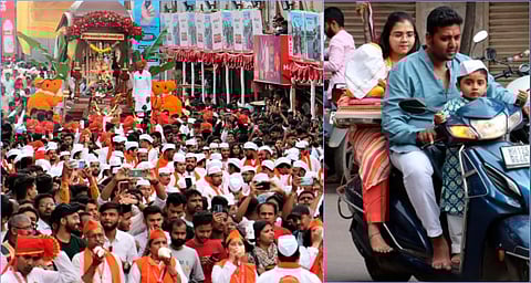 Ganeshotsav 2023 : कुणी दुचाकीवर… कुणी रिक्षात; अवघे पुणे शहर गणेशमय