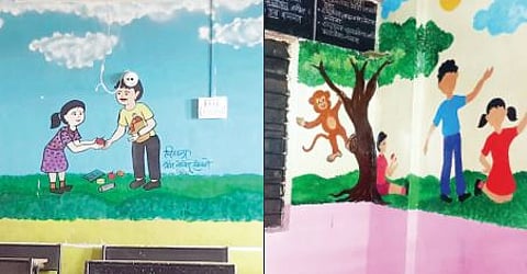 शिक्षक दिन विशेष : चित्रे आणि गणितातून शाळेच्या भिंती झाल्या बोलक्या..!