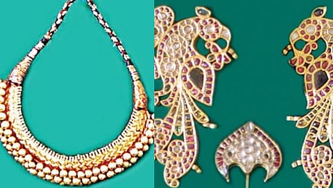 ठुशी-मयुराकार जडावाची कवचकुंडले व पान