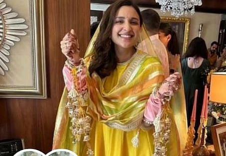 Parineeti Chopra : परिणीतीच्या चुडा समारंभाची झलक; मधू चोप्राने शेअर केला फोटो