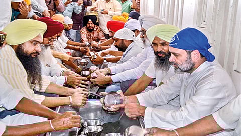 राहुल गांधी यांनी लंगरमध्ये सेवाकार्य करत धुतली भांडी