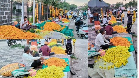 नाशिक : विजयादशमीसाठी विक्रीस आलेल्या झेंडू फुलांना कवडीमोलाचा दर