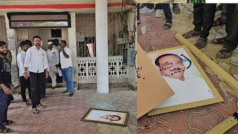 येवल्यात मराठा समाज आक्रमक; मंत्री भुजबळ यांचे फोटो कार्यालयातून बाहेर