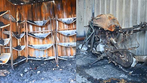 सोलापूर : देगाव येथे तीन दुकानांसह मोटारसायकल जळून खाक
