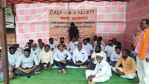 धाराशिव : महाविकास आघाडीच्या वतीने तुळजापूर दुष्काळाच्या प्रश्नावर आंदोलन