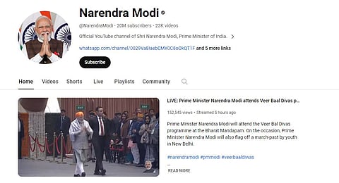 पंतप्रधान नरेंद्र मोदी हे त्यांच्या अधिकृत यूट्यूब चॅनेलने 20 दशलक्ष सबस्क्राइबर्स म्हणजेच 2 कोटींचा टप्पा ओलांडला आहे.