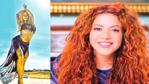Shakira Statue : कोलंबियात शकिराचा २१ फूट उंचीचा पुतळा