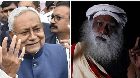 बिहारचे मुख्यमंत्री नितीश कुमार. दुसर्या छायाचित्रात सदगुरु जग्गी वासुदेव. ( संग्रहित छायाचित्र )