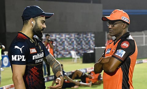 टीम इंडियाचा स्टार फलंदाज विराट कोहली आणि वेस्ट इंडिजचा दिग्गज क्रिकेटपटू ब्रायन लारा. ( संग्रहित छायाचित्र )