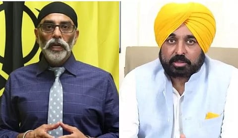 खलिस्तानी दहशतवादी गुरपतवंत सिंग पन्नू, दुसर्या छायाचित्रात भगवंत मान.
(संग्रहित छायाचित्र)