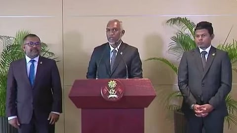 चीन दौर्याची सांगता झाल्यानंतर आज ( दि.१३) माध्यमांशी बोलताना मालदीवचे अध्यक्ष मोहम्मद मुईइ्झू.