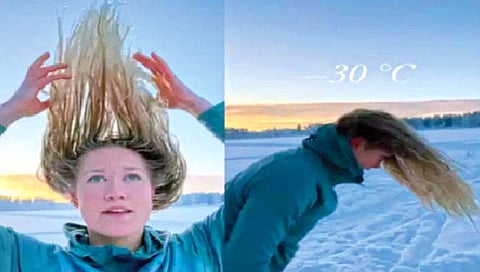 उणे 30 अंश तापमानात ओले केस घेऊन गेली बाहेर आणि…
