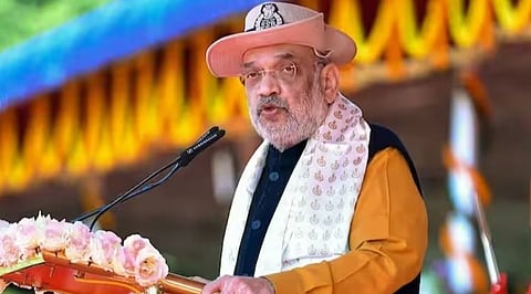 तेजपूरमध्ये सशस्त्र सीमा बल (SSB) च्या 60 व्या स्थापना दिन समारंभात बोलताना केंद्रीय गृहमंत्री अमित शहा. (फोटो : पीटीआय)