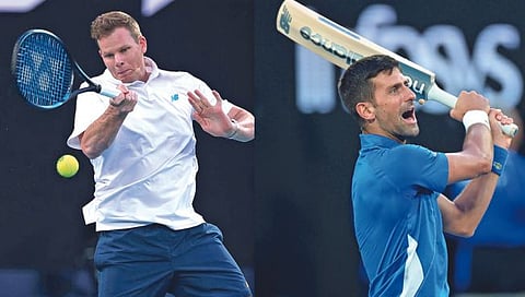 Steve Smith Djokovic : जोकोच्या हातात बॅट; स्मिथच्या हातात रॅकेट