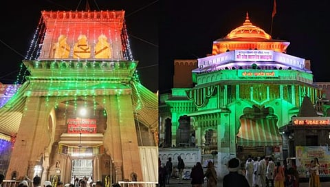 विठ्ठल मंदिरात फुलांची तिरंगा आरास