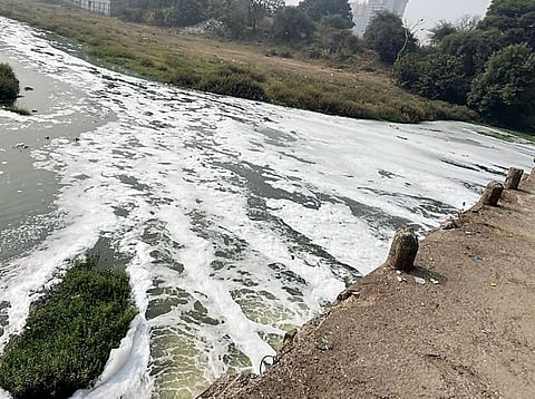 मुळा नदीपात्रात फेसाळलेले पाणी; नदीप्रदूषणात होतेय वाढ