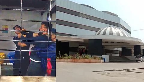 नाशिकरोड : बिटको रुग्णालयात रुग्णाचे नातेवाईक व सुरक्षारक्षक यांच्यात झालेल्या हाणामाऱ्या. (छाया : उमेश देशमुख)