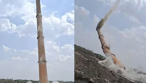 Beed News : परळीच्या जुन्या थर्मलची दुसरी चिमणीही जमीनदोस्त