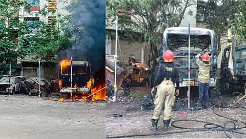 पनवेल: खांदेश्वर पोलीस ठाण्याच्या परिसरात जप्त केलेल्या गाड्या जळून खाक