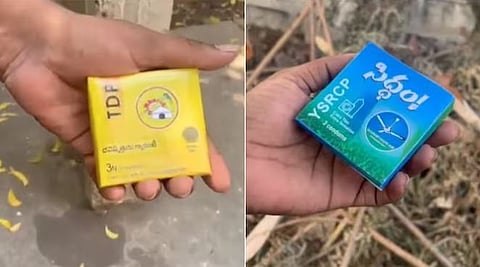 हद्द झाली राव..! प्रचारासाठी थेट कंडोम पाकिटांचा वापर, आंध्रातील ‘प्रचार’ सोशल मीडियावर व्हायरल