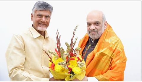 तेलुगू देसम पार्टीचे (टीडीपी) राष्ट्रीय अध्यक्ष एन. चंद्रबाबू नायडू यांनी आज केंद्रीय गृहमंत्री अमित शहा यांची भेट घेतली.