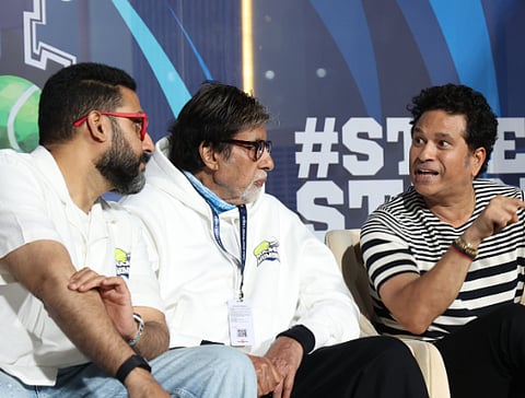 Amitabh Bachchan Fake News : अमिताभ बच्चन अँजिओप्लास्टीची अफवाच! दिसले सचिन-अभिषेकसोबत