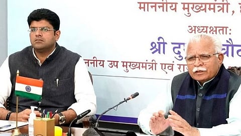 हरियाणाचे मुख्यमंत्री मनोहर लाल खट्टर , उपमुख्यमंत्री दुष्यंत चौटाला. ( संग्रहित छायाचित्र )