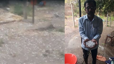 नांदेड : नायगाव शहरात परिसरात वादळी वाऱ्यासह गारांचा पाऊस