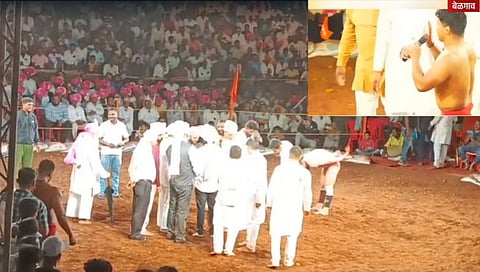बेळगाव : पैलवानाने ‘जय महाराष्ट्र’ म्हणताच हातातील माईक घेतला हिसकावून